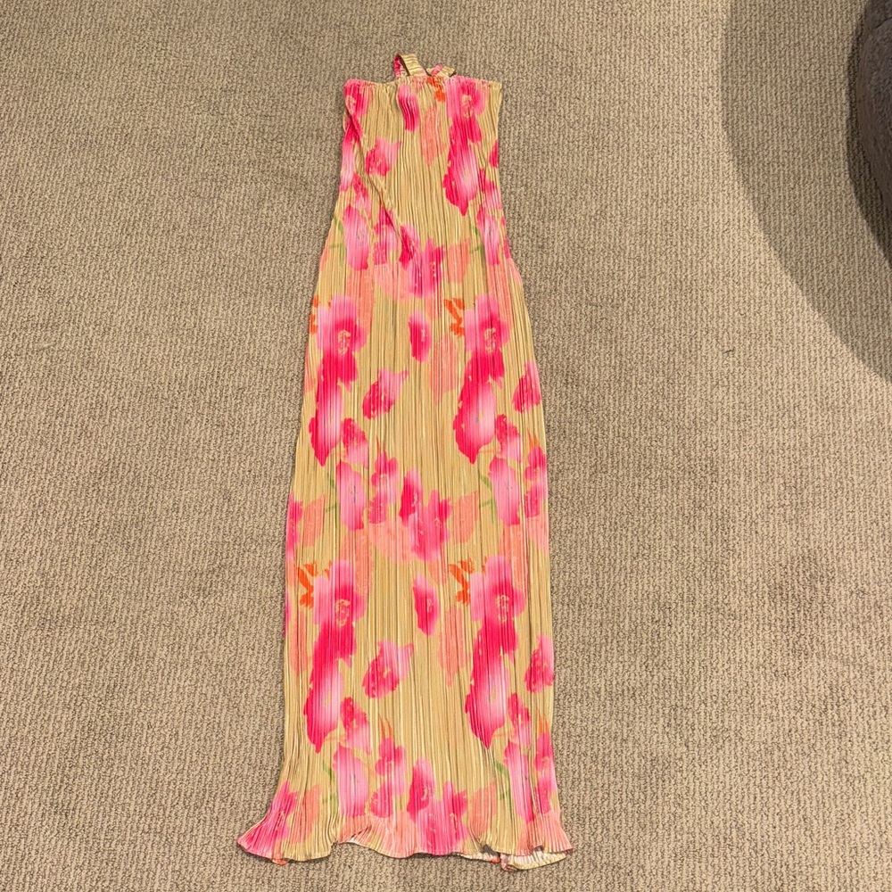 MICAS Strapless Floral Dress - Pink and Yellow